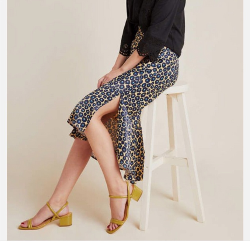 Anthropologie Leopard Bias Slip Skirt Midi Maeve Janelle Silky Slip